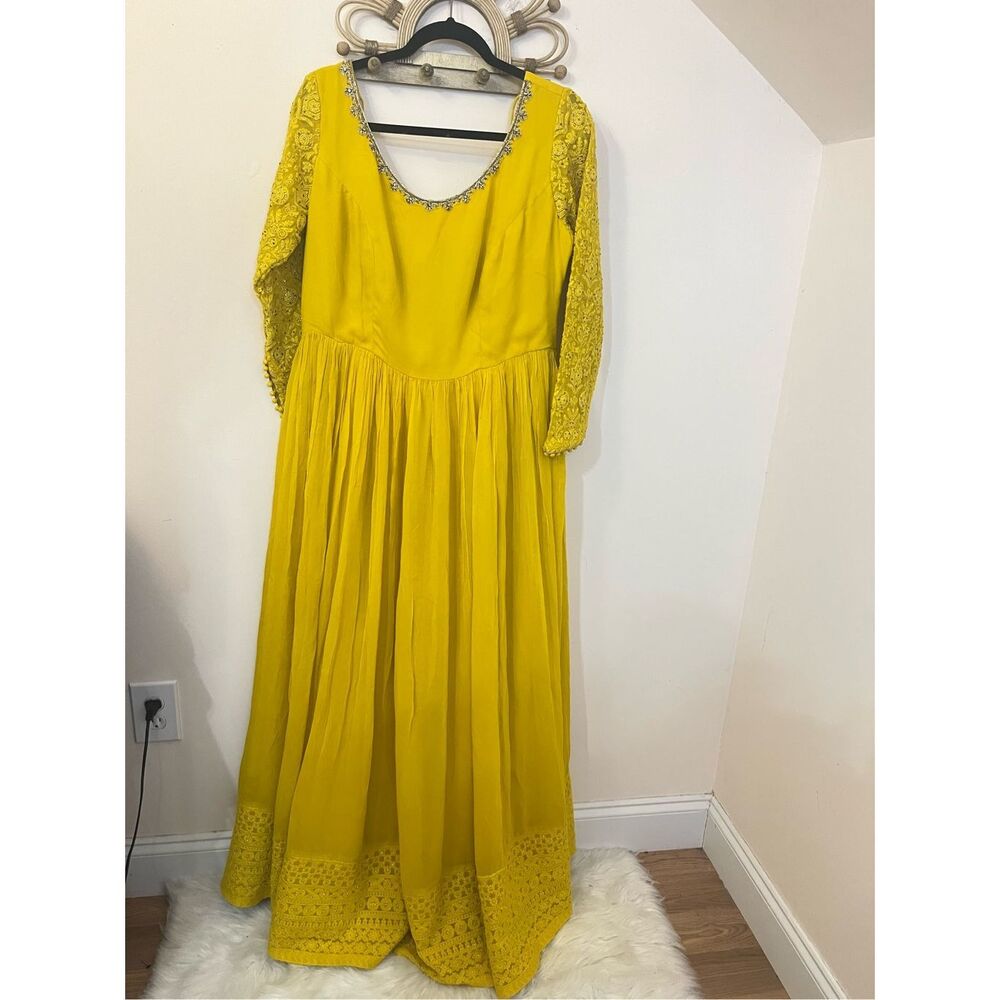 Ethnic Indian Wear Yellow Maxi Dress